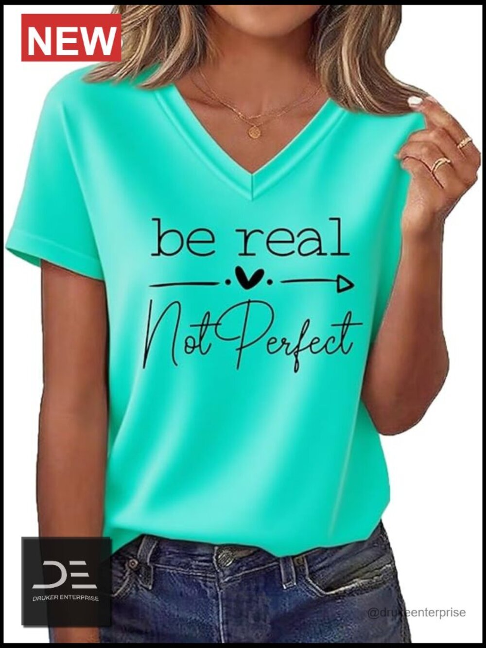 Women's V-Neck Graphic Tee Short Sleeve Soft Cotton Blend T-Shirt